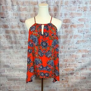 Collective Concepts Floral Halter Top - Red and Blue